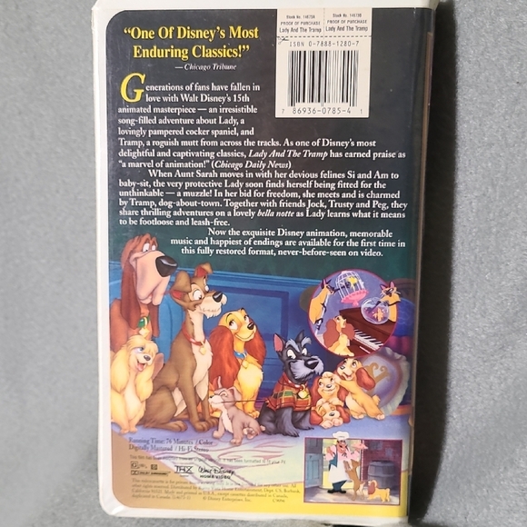 DISNEY Masterpiece Lady and the Tramp VHS with Cover - Picture 9 of 11